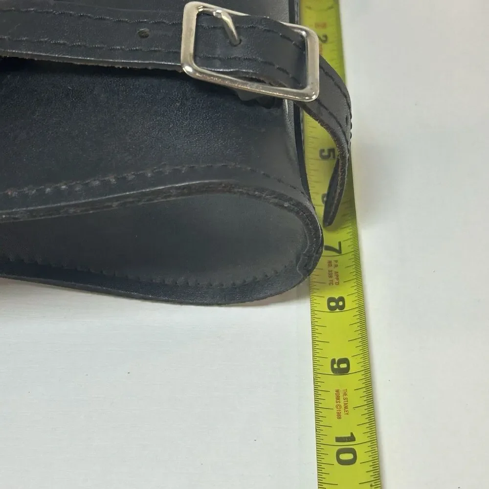 Unbranded Black Leather Double Buckle Saddlebag Motorcycle